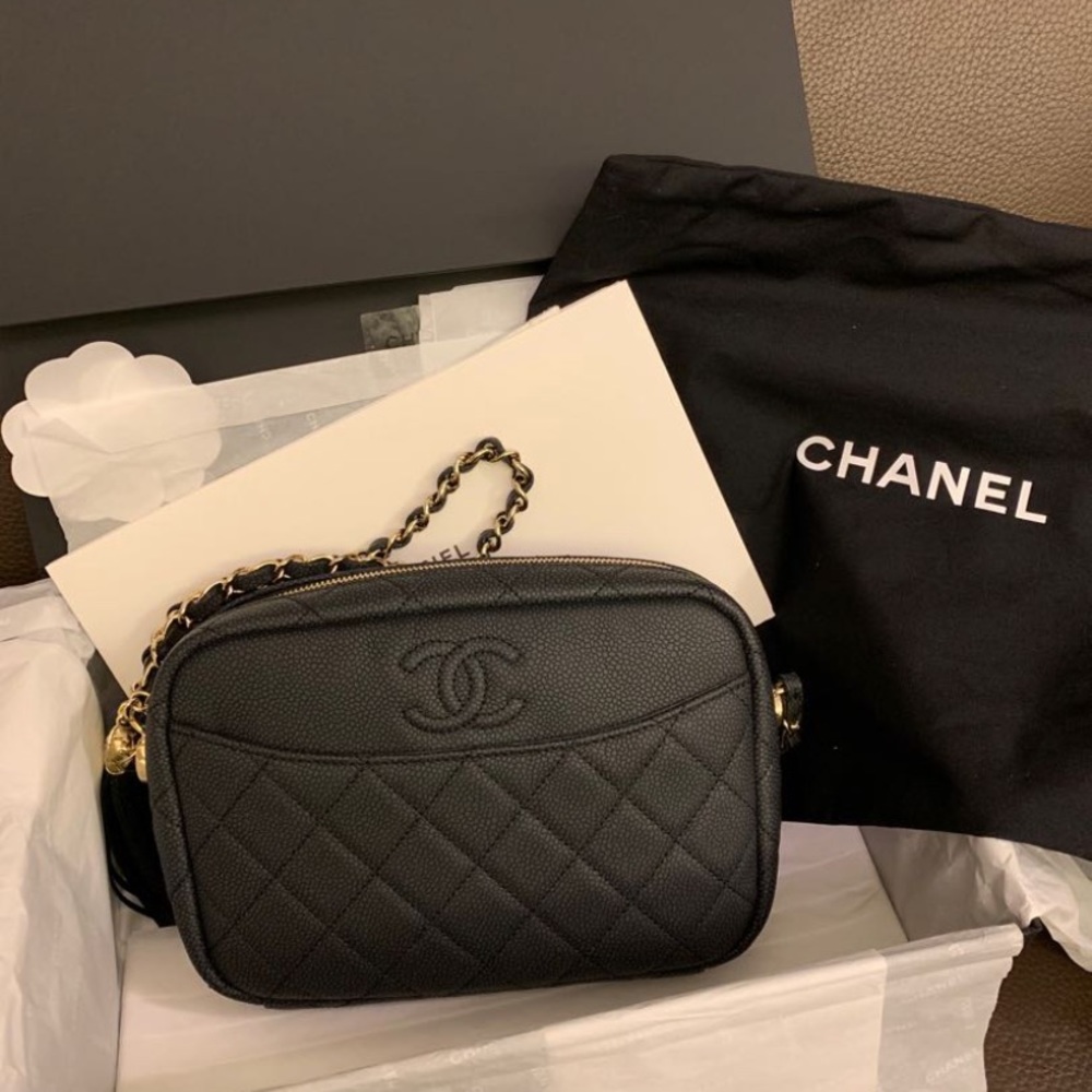 Chanel medium classic black crossbody camera bag